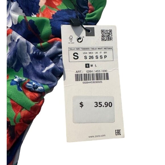 ZARA Floral Asymmetical Bodysuit Size Small NEW New with tags - Picture 6 of 7